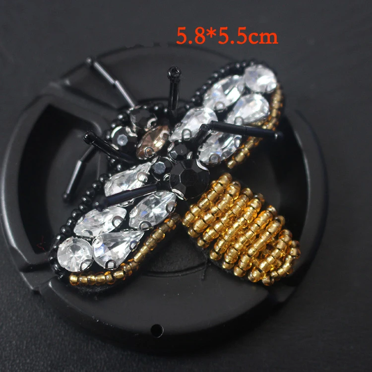

Rhinestone bead bee embroidery patch, diy accessories clothing decoration paillette ant applique patch RP04