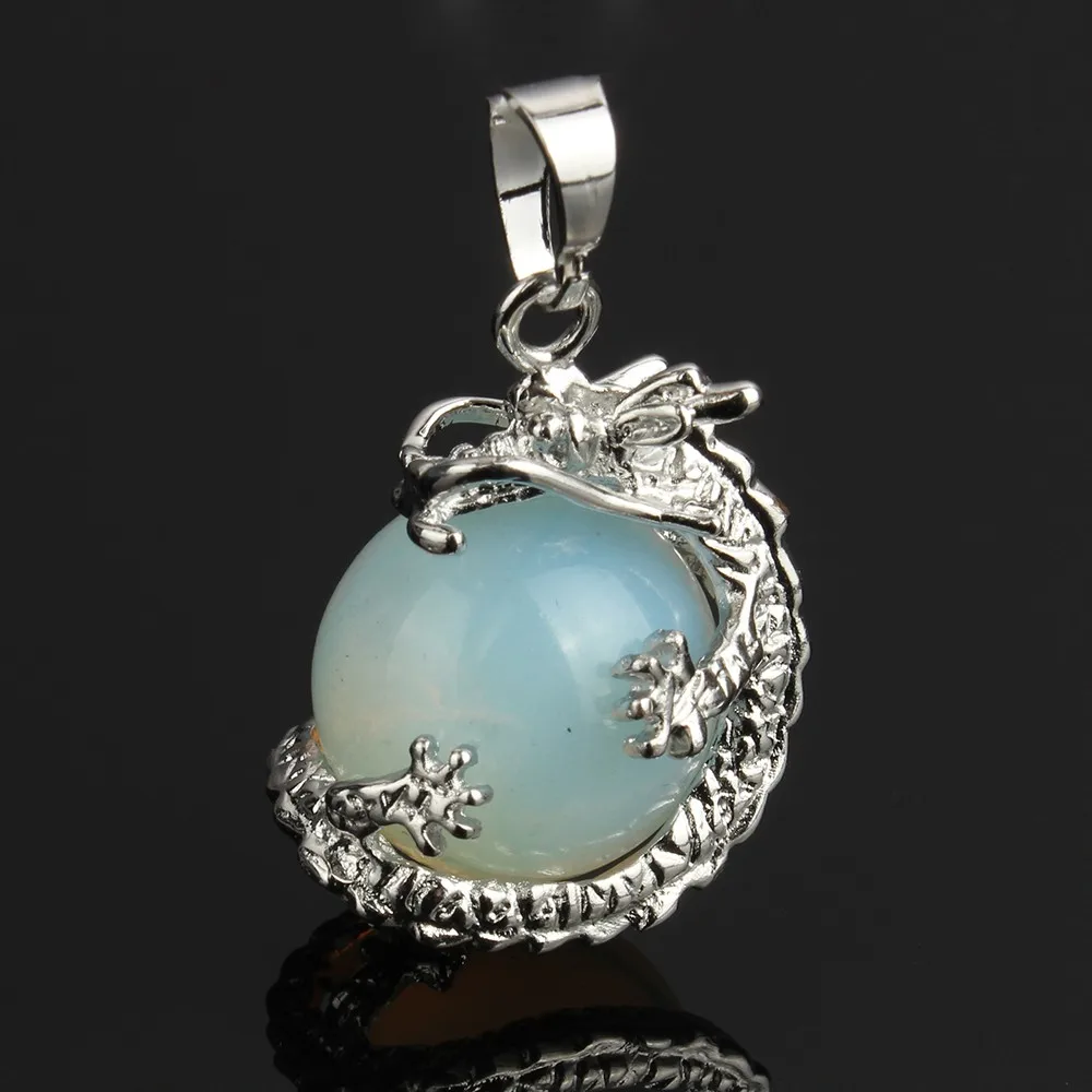 

YYW Women Men Jewelry Animal 3D Dragon Claw Wrap Ball Beads Natural Clear Quartz Opal Moonstone Tiger Eye Rose Stone Pendants