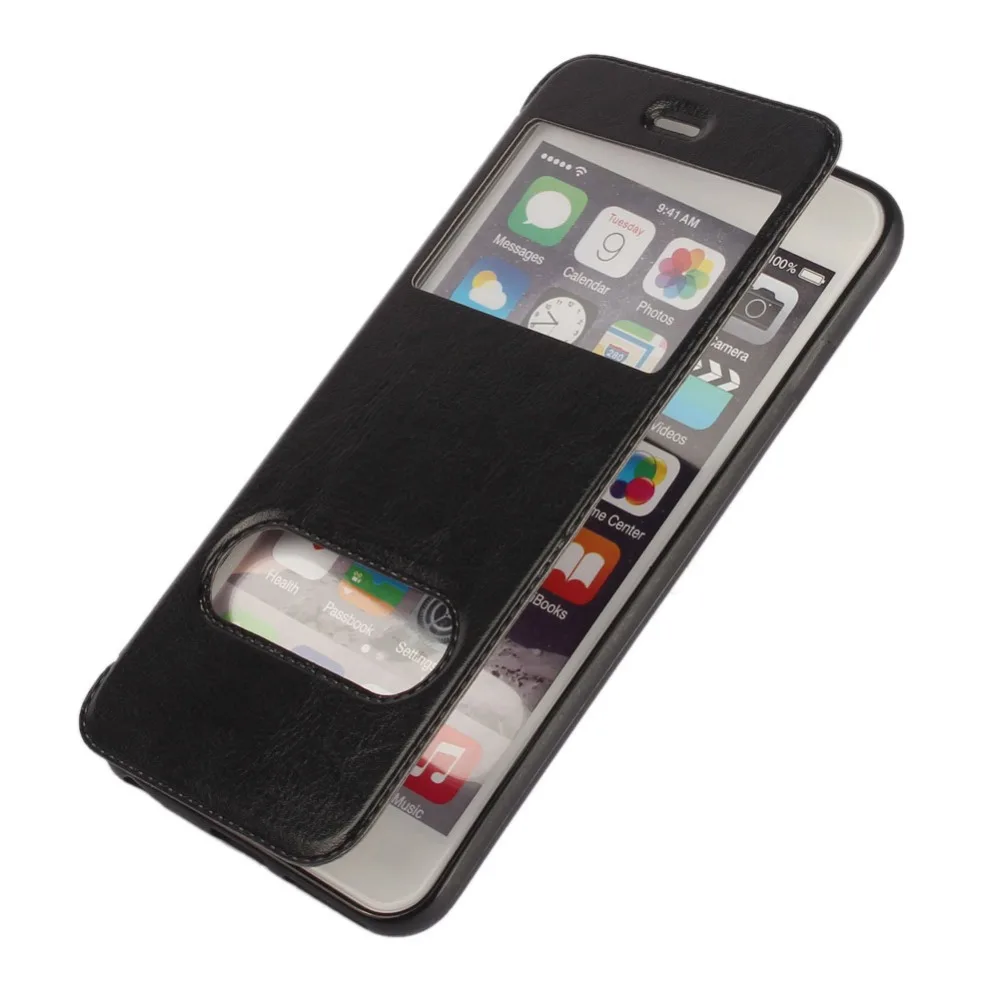 luxury flip leather phone case for iphone x 7 8 plus 6 6s plus case retro pu window view back cover case for iphone x 5 5s se free global shipping