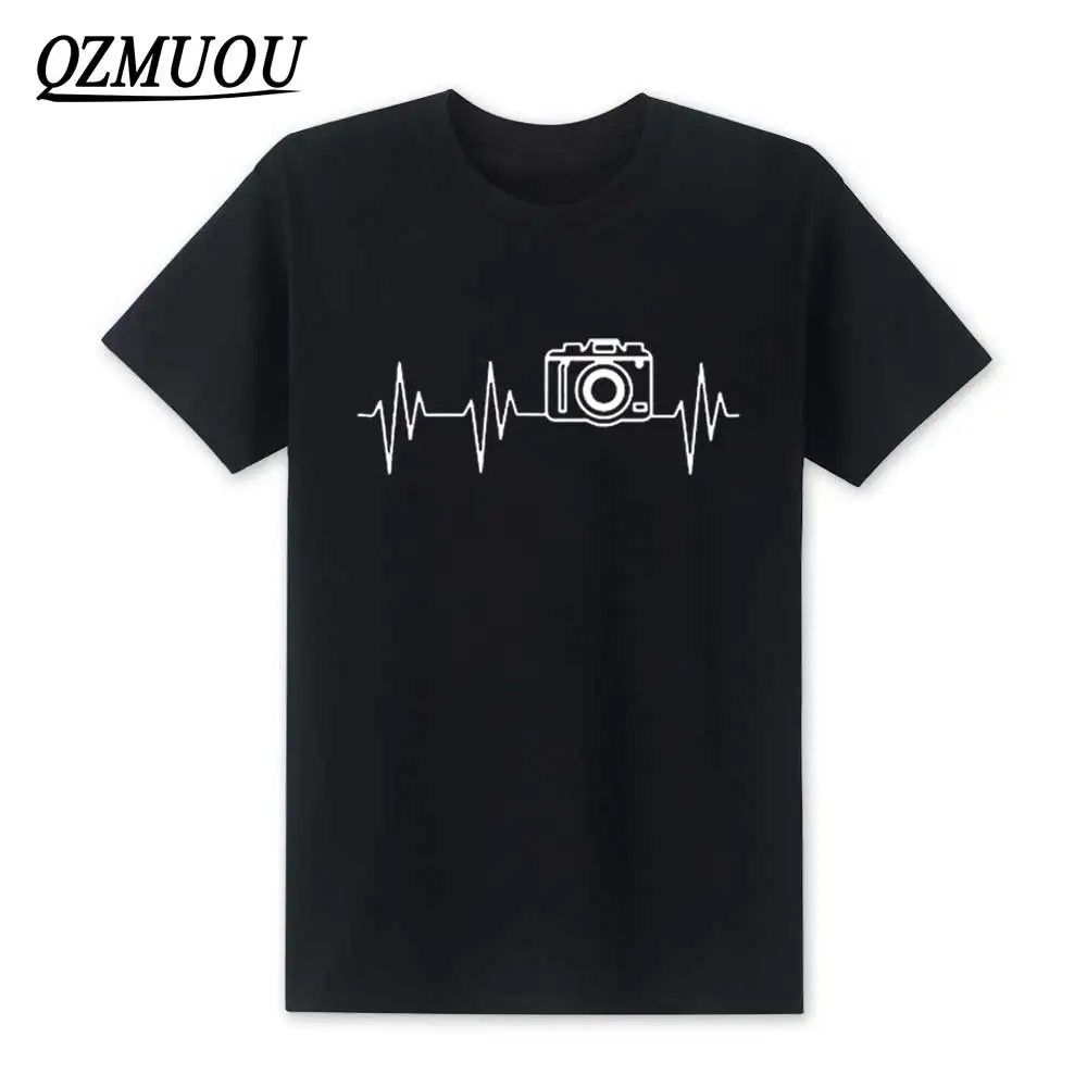 Модные мужские футболки с коротким рукавом и надписью Heartbeat of Camera хлопковые I SHOOT