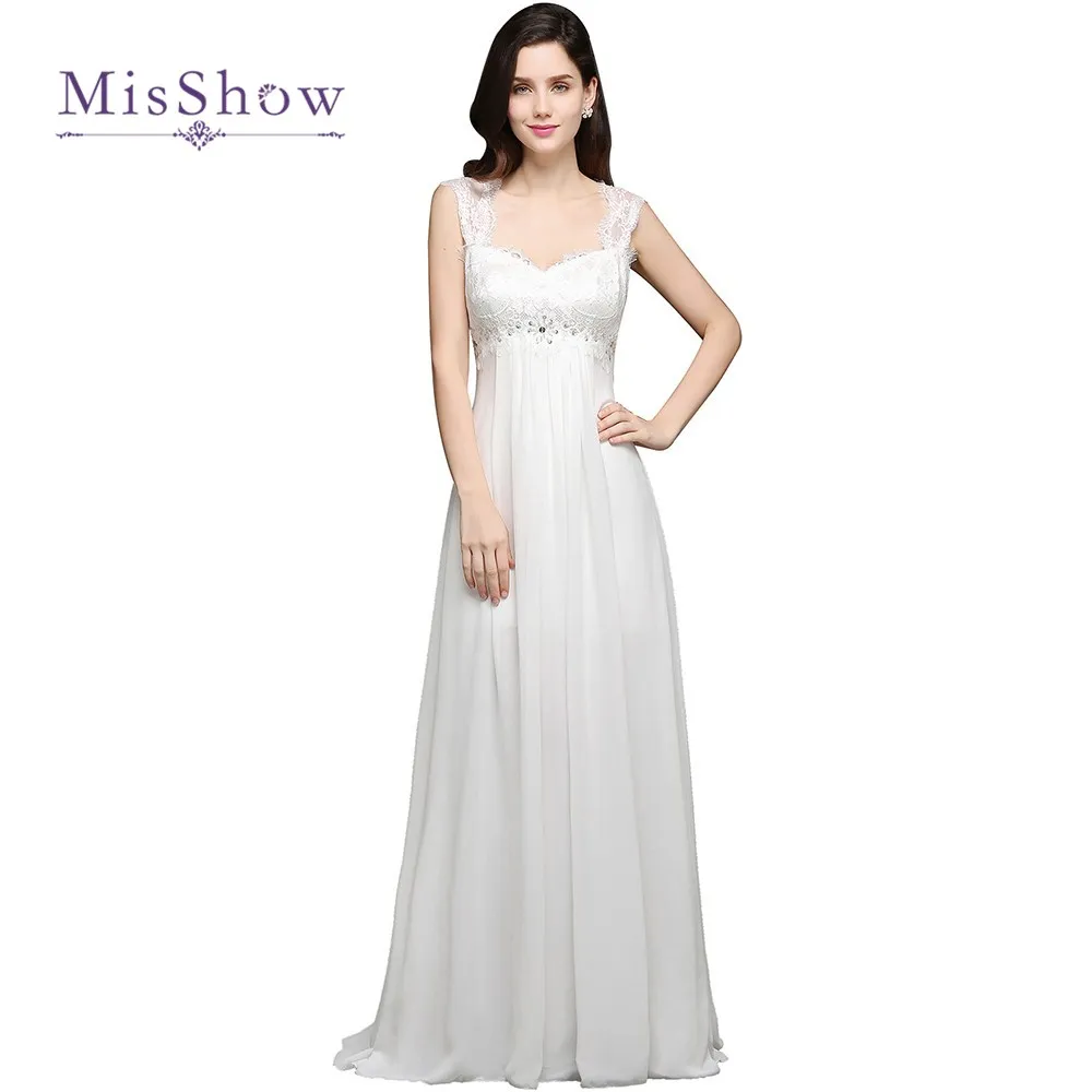 MisShow Новое поступление простой кружевное пляжное Boho свадебный наряд 2019 шифон