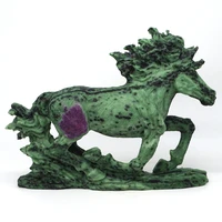 horse figurine natural gemstone ruby zoisite crystal carve statue crafts crystal healing home decor ornament 8 5