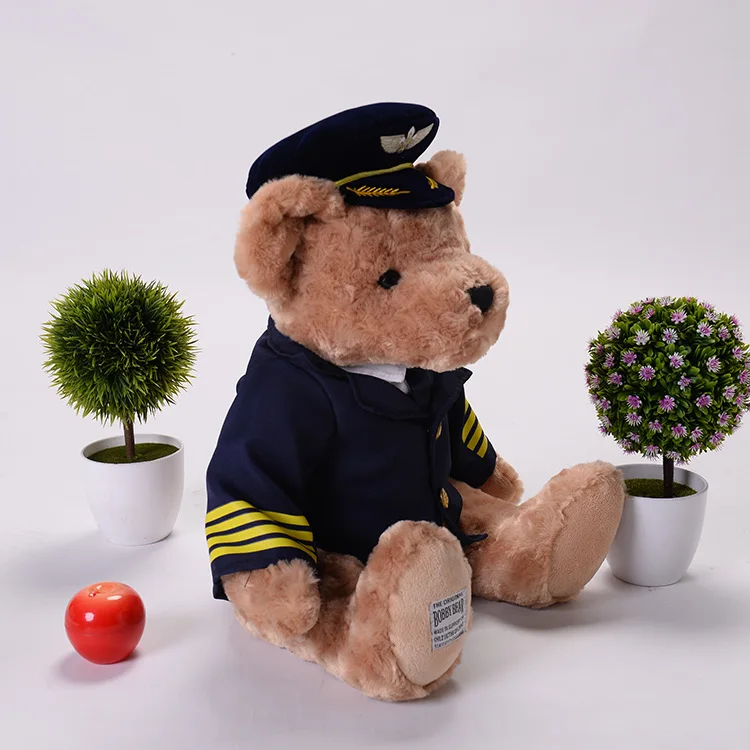 

about 30cm sitting captain bear soft doll teddy bear plush toy birthday gift h2271