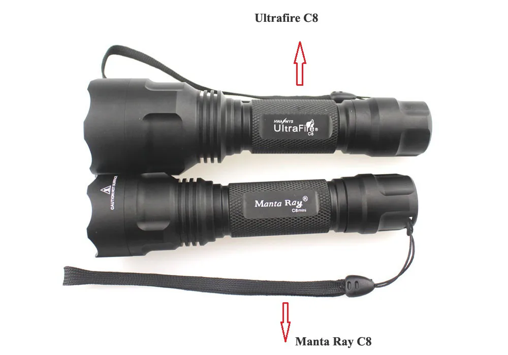 Manta Ray мини C8 CREE XP-L Hi V3 2000lm 2 группы режимов 5 режимов работы+ 3-режимный светодиодный фонарик(1x18650