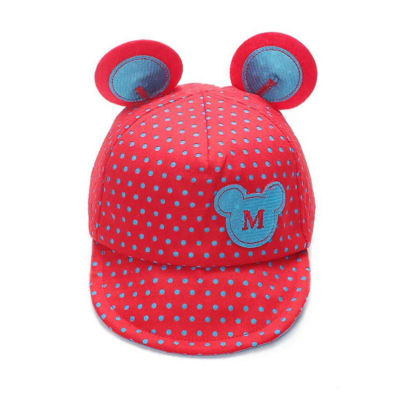 Dots Baby Cap Mouse Cotton Girls Boys M Baseball Sun Hat With Ear Spring Summer Hats For Boy Girl 2018 Accessories | Детская одежда и