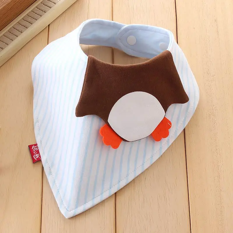 Light Blue Полосатый животных детские нагрудники из хлопка для мальчиков и девочек шарф нагрудник Симпатичные новорожденных рот Полотенца мультфильм 4 Цвета повязка на голову и burp Полотна - Цвет: Light Blue