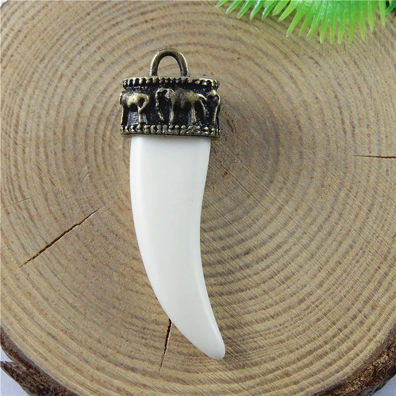 Julie Wang 10PCS Colorful Charm Simulated Animal Teeth Suspension Pendants For Jewelry Necklace Earring Accessory 47*15*11mm|pendant for