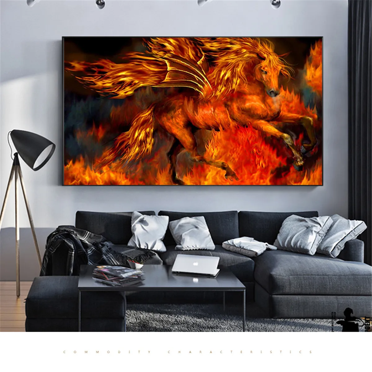 Fashionable Animal Fire Horse art paint Wall Pictures On Canvas oil Paintings Handmade Home Decor Cuadros Decoracion | Дом и сад
