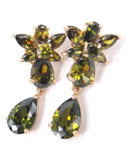 MOODPC Free shipping Gold Color Ladies Luxury Earrings AAA+ Flower Cubic Zircon Stud Earring Top Quality Nickel &amp Lead | Украшения и