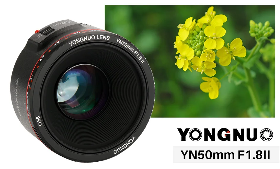 YONGNUO F1.8 II 50 мм объектив для Canon, yn50мм большая апертура Автофокус Объектив для Canon EOS 80D 5D2 5D3 800D DSLR камеры
