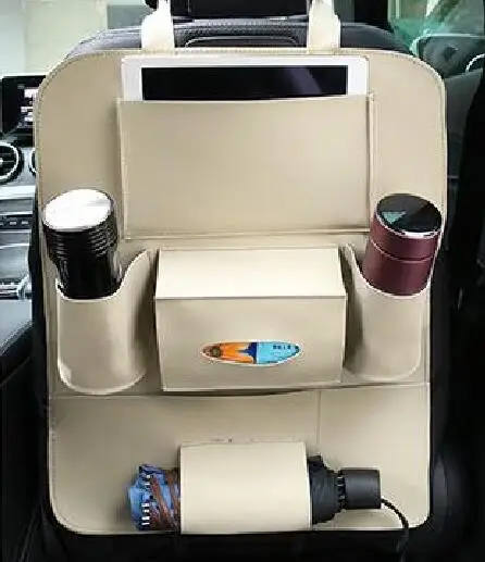 Beige Автомобильный органайзер, сумка для хранения сидений автомобиля, сумка на спинку кресла, многофункциональный чехол для сиденья автомобиля, сумка для предотвращения детей - Название цвета: Beige