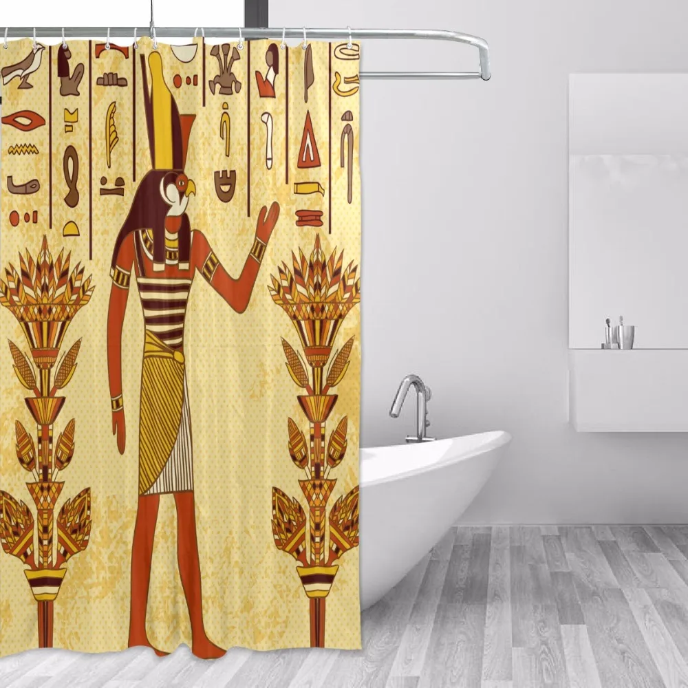 

African Culture Egypt Pharaoh Shower Curtain Polyester Waterproof Bath Curtain With 12 Hooks Home Decoration Bathroom Curtain