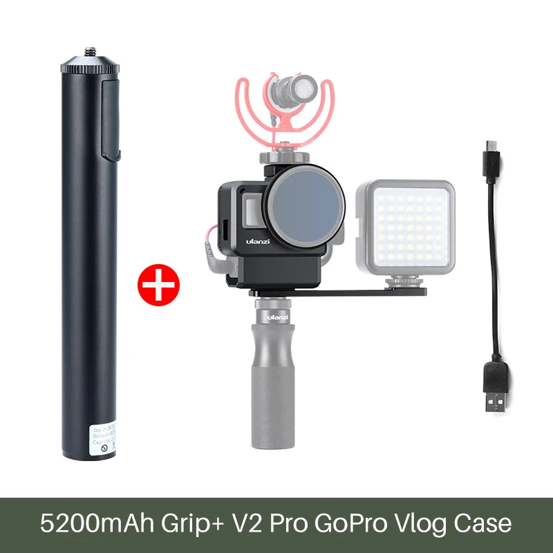 Power Grip V2 Pro Ulanzi, BG-1BG-2, 5200 мА/ч, мощная палка, Экшн-камера, рукоятки для Gopro 7, 6, 5, Osmo, экшн, Osmo, карманная, универсальная, силовая ручка - Цвет: Power Grip V2 Pro