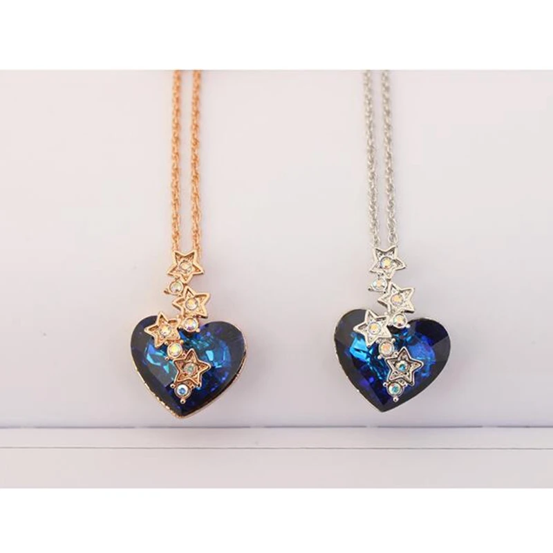 Классическое украшенное кристаллами из Swarovski элементов ожерелье с подвеской-сердечком со звездой дождя женские свадебные украшения