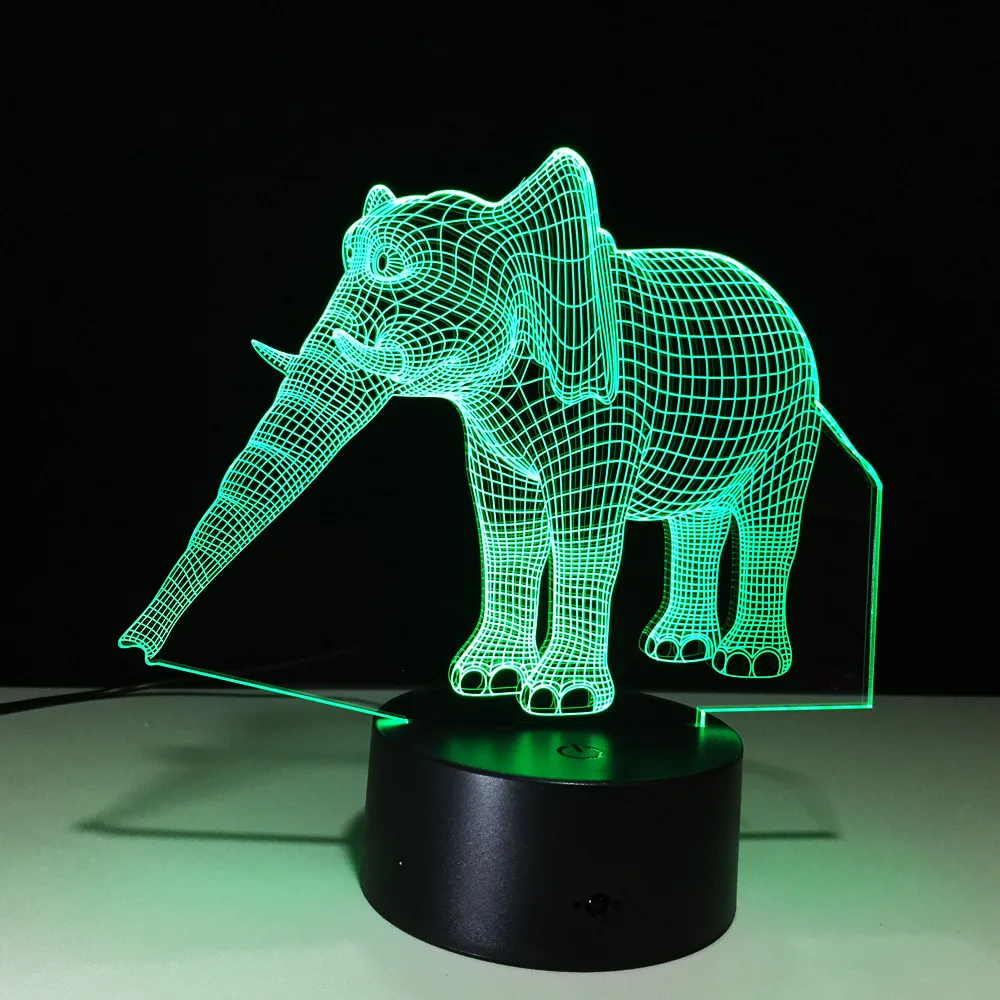 Восхитительный элегантный светильник в виде слона с 3D эффектом иллюзии