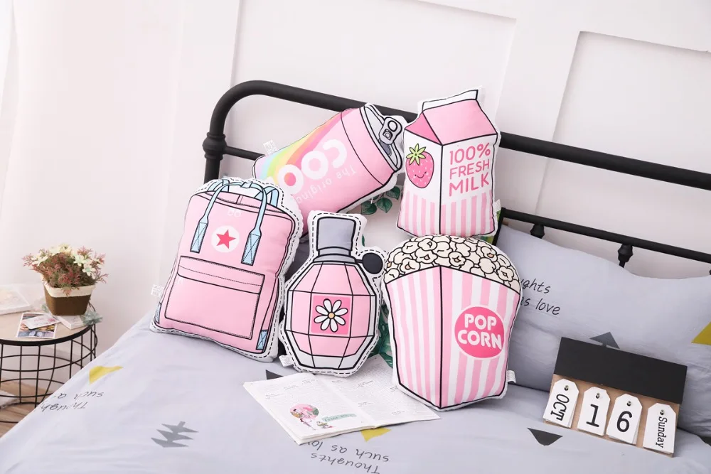 Kawaii креативные розовые Фруктовые палочки попкорн молочный мешок духи банки моделирование подушка в виде еды набивка мягкая плюшевая подушка милая игрушка Болстер