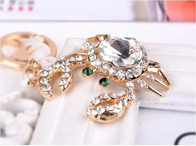 Брелок для ключей с кристаллами и стразами брелок в форме краба милые брелоки