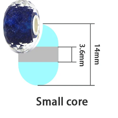 Small hole Омела, 925 пробы, серебряный, темно-синий, пожелание, звездное небо, Шарм из муранского стекла, бисер, Подходит для европейских браслетов Тролль и пан, ювелирные изделия - Цвет: Small hole