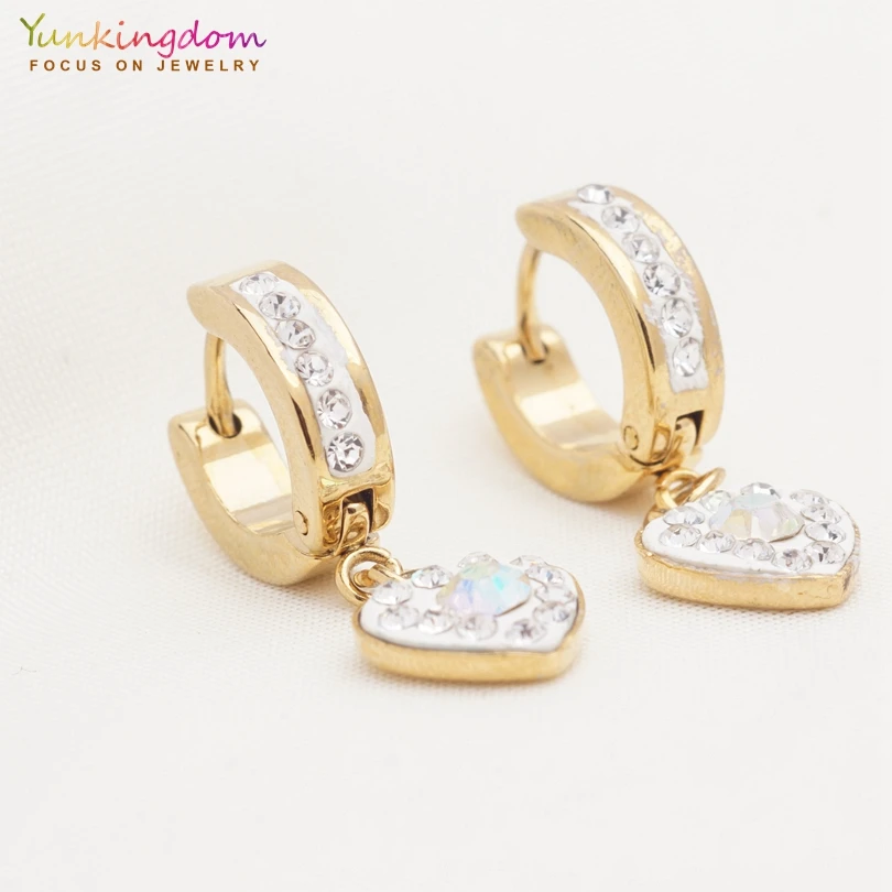 Длинные серьги Yunkingdom pretty из нержавеющей стали золотого цвета с кристаллами для