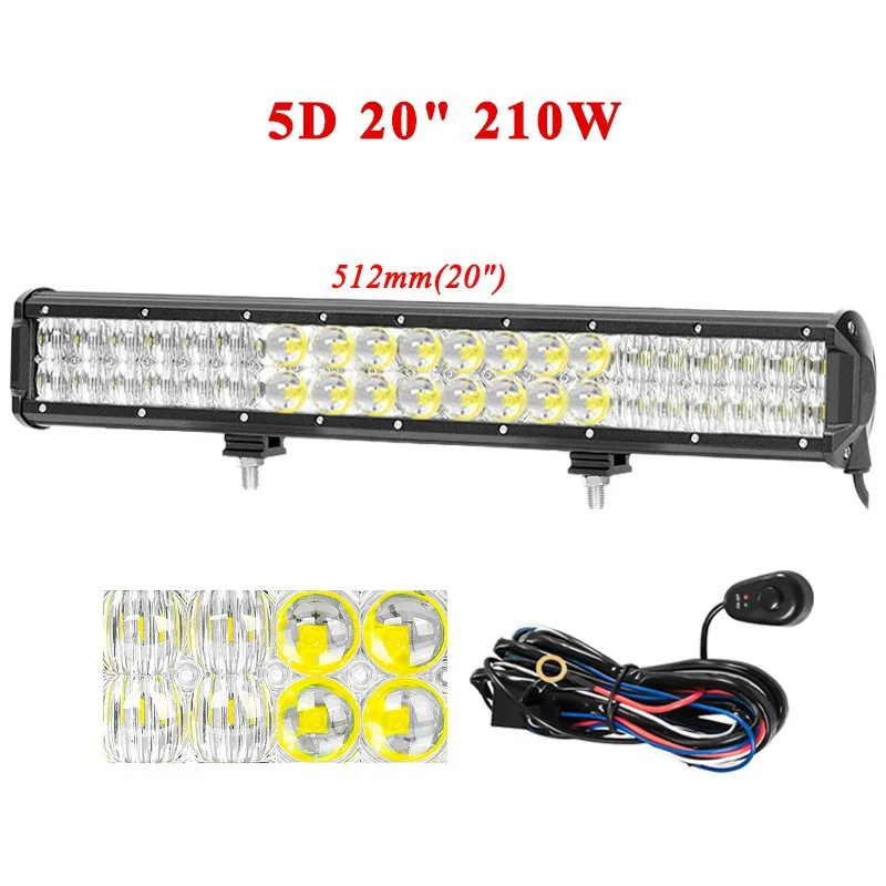 210W Combo With Wire VISORAK 7 12 20 23 2" 5D внедорожный светодиодный светильник для грузовиков, внедорожников, внедорожников, вездеходов, 4wd 4x4 светодиодный бар для автомобилей, тракторов, 4WD 4x4, внедорожников, вездеходов, грузовиков, внедорожников - Цвет: 210W Combo With Wire
