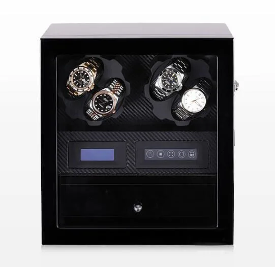 Супер Люкс 4+ 5 часы winder box Дисплей Шкаф для хранения светодиодный алюминиевый мотор авто Электрический вращающийся чехол