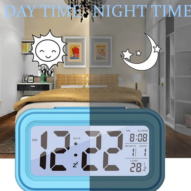 ЖК дисплей мини Будильник цифровые электронные отключение назад светильник