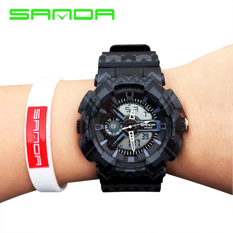 Часы SANDA с аналоговым дисплеем высокого качества водонепроницаемые часы задний