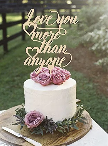 Зеркальный золотистый/деревянный Топпер для торта Love you more than any свадебного на