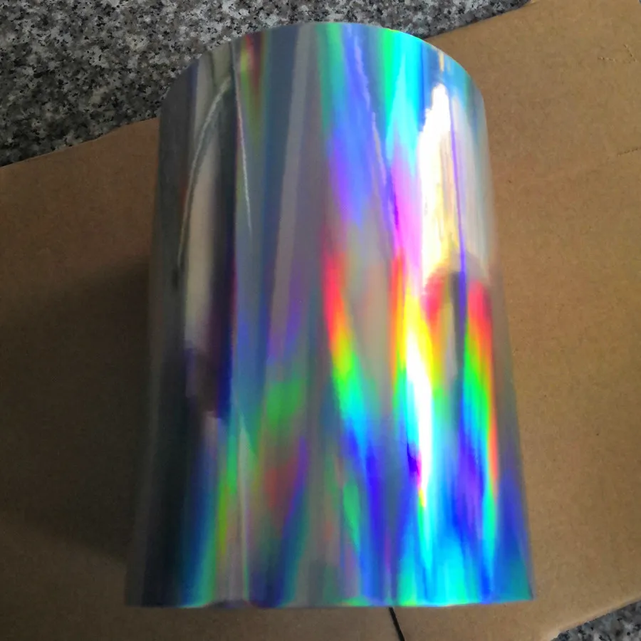 self-adhesive Sticker plain rainbow holographic PP smooth Film 30cm x 20m in roll Laser reflection film