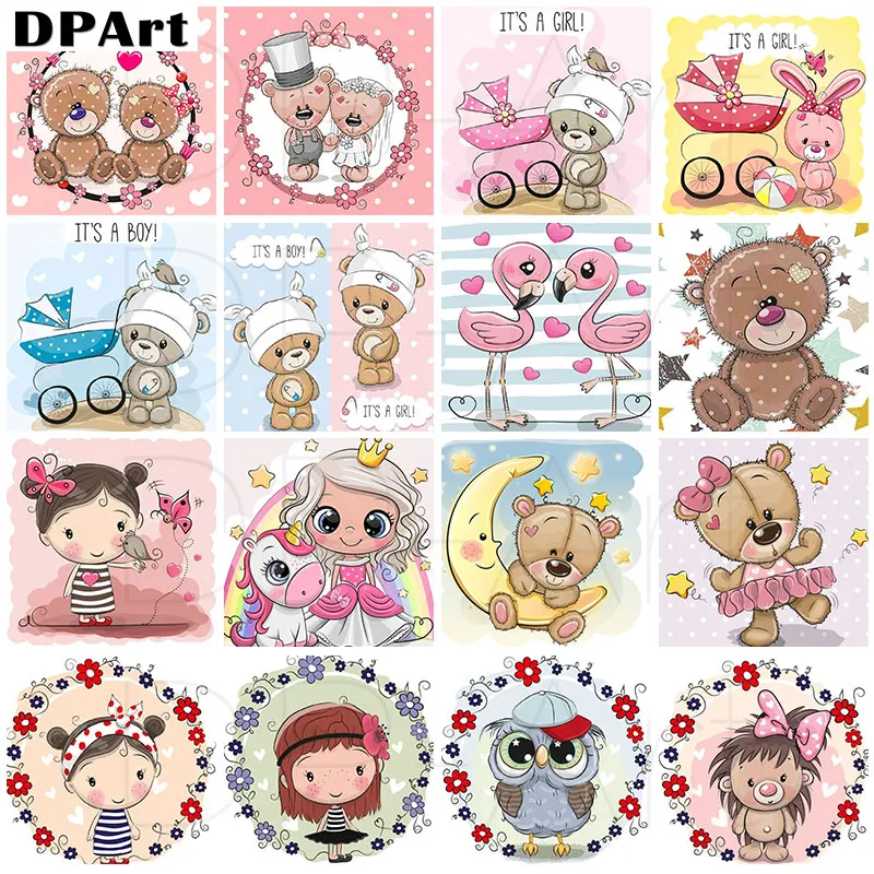 Daimond Painting 5D Full Square/Round drill Cartoon Lovely Toy Bear Diamond Rhinestone Crystal Cross Stitch Mosaic Decor M110