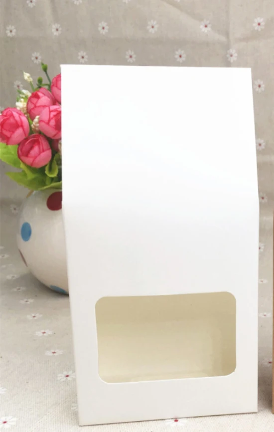 white 30 шт./лот, крафт-бумага, свадебные подарочные пакеты с ПВХ окном, упаковка, защищающая от показа, Подарочная коробка, декоративные коробки 8x16x5 см - Цвет: white