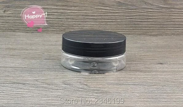 

50G 50ML Plastic Cream Jar,Transparent PET Body With Black White Plastic Lid, Skin Care Cream Sample Packing Container, 30pc/lot