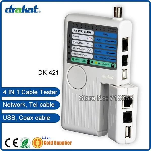 4 в 1 Дистанционный USB RJ11 BNC RJ45 Кабельный тестер
