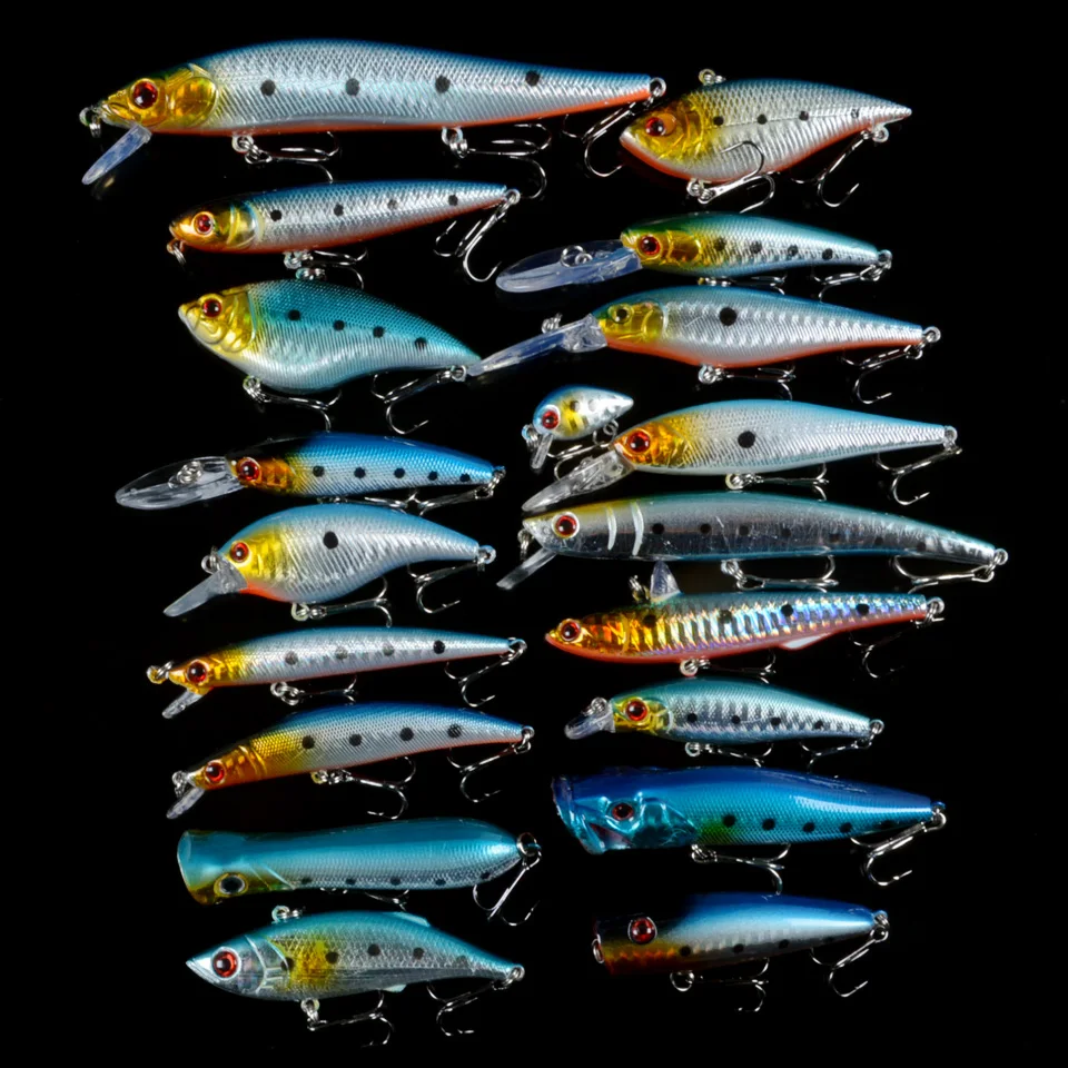 19 шт. в партии рыболовные приманки смешанные гольян/ВИБ/карандаш/Поппер приманка