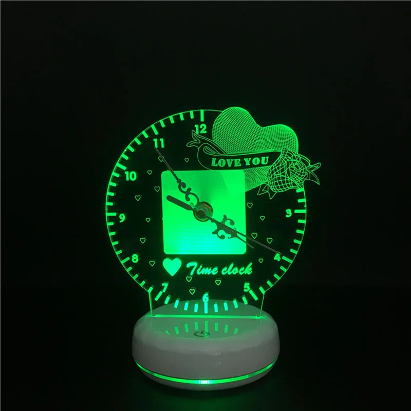 Новые часы времени 3D Светодиодная настольная лампа многоцветный USB сенсорный