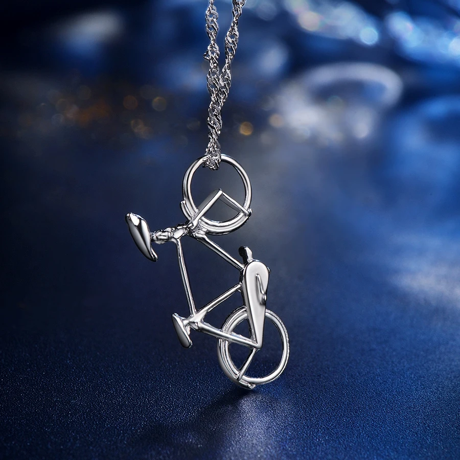 Твердые стерлингового серебра 925 Подвеска в виде мотоцикла ожерелья для девочек