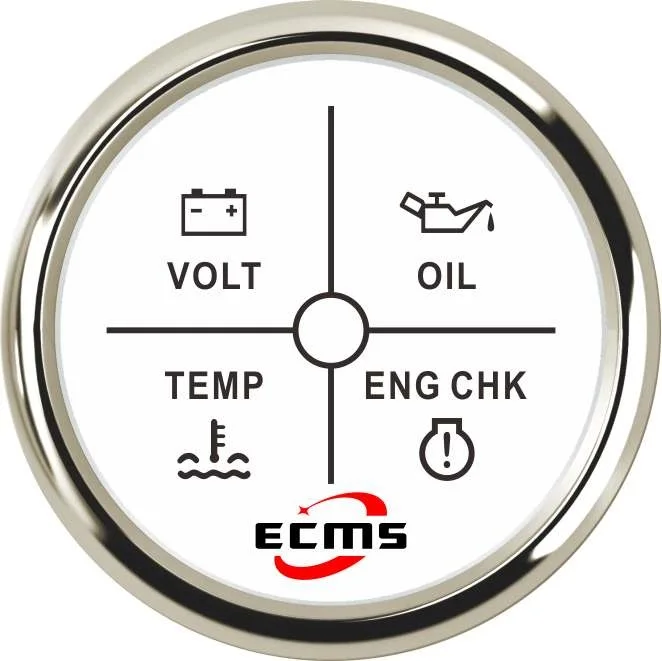 

Marine Boat Yacht Car 4 LED Alarm Gauge VOLT OIL TEMP ENG CHK 52mm 316L Bezel