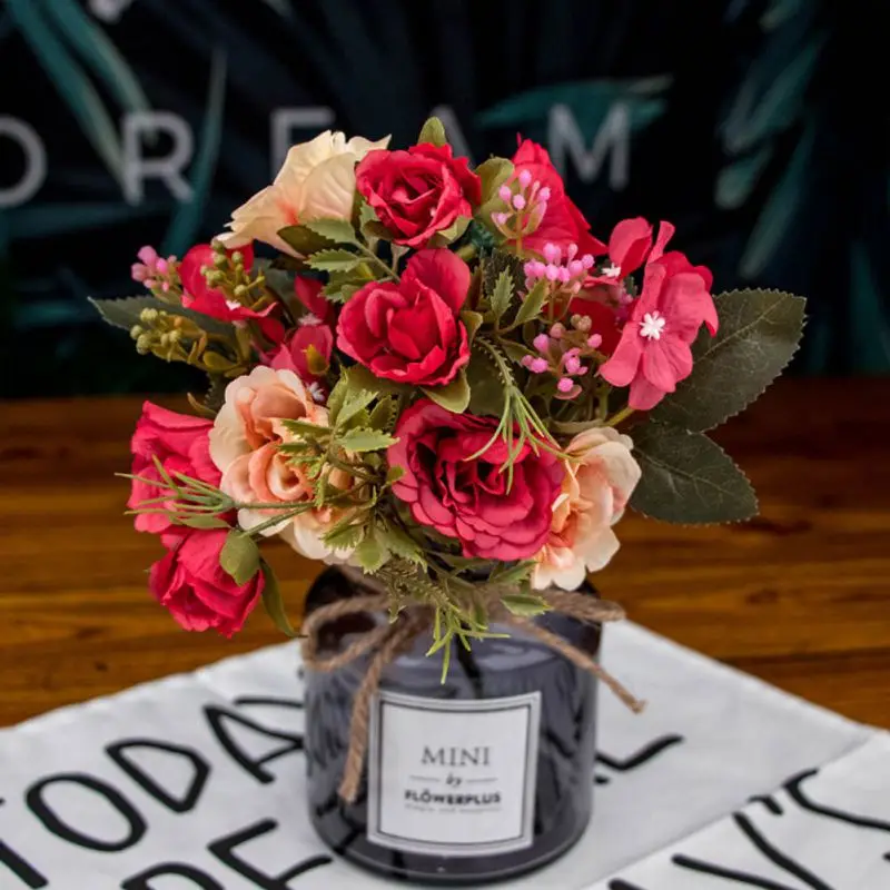 Винтажные шелковые искусственные цветы маленькая Роза фотоальбом букет украшение для вечеринки сделай