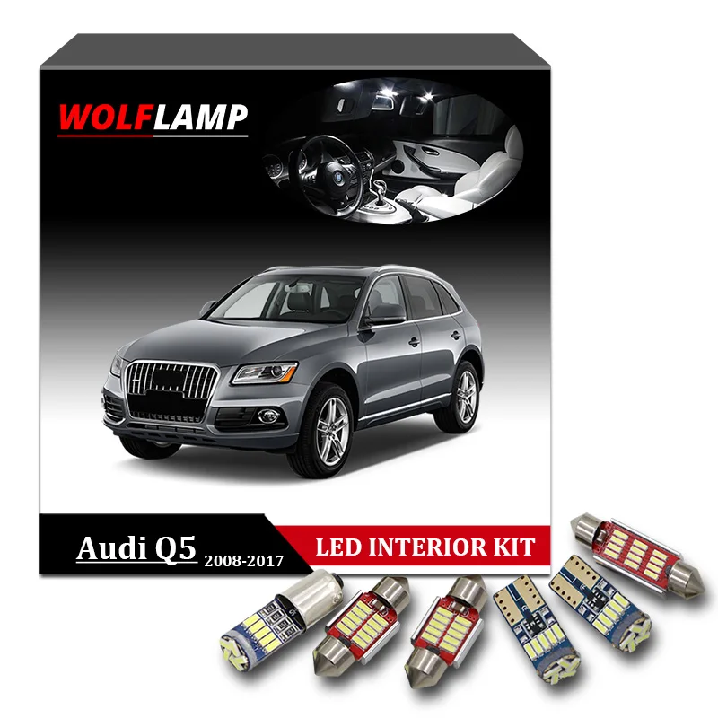 Wolflamp 19Pcs White Ice Blue Canbus LED Interior Car Lights For 2008-2017 Audi Q5 Map Light Door Lamp Glove Box Plate Bulb |