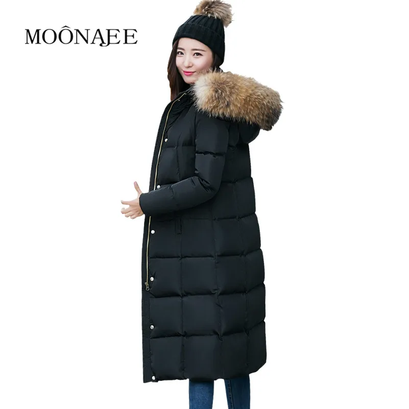 

Ultra Long thicken Winter Down Coats 100% Luxurious Large Raccoon Fur Hooded Down Jackets for women Parkas Snow Outerwear YR12