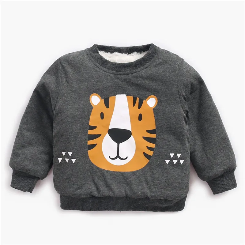 kids toddler clothing boys warm winter outfit boy tracksuit children baby sweatshirt + pants with fleece animal tiger clothes |