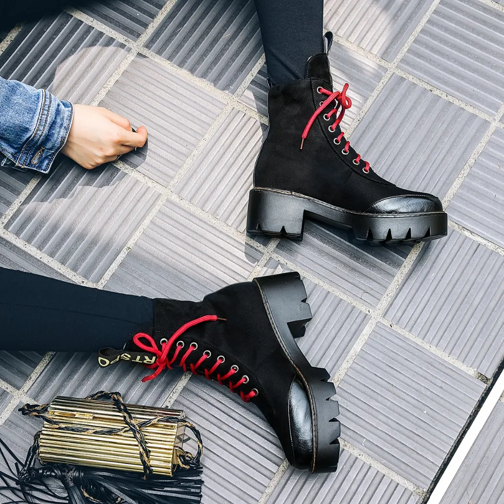 

kmeioo shoes woman boots Martin boots Women's Casual Comfortable Style Shoes Thick Heel Short Boot Plus Size