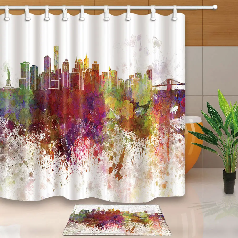 Теплый Тур Нью Йорк Skyline полиэстер ткань Ванная комната душевая занавеска в
