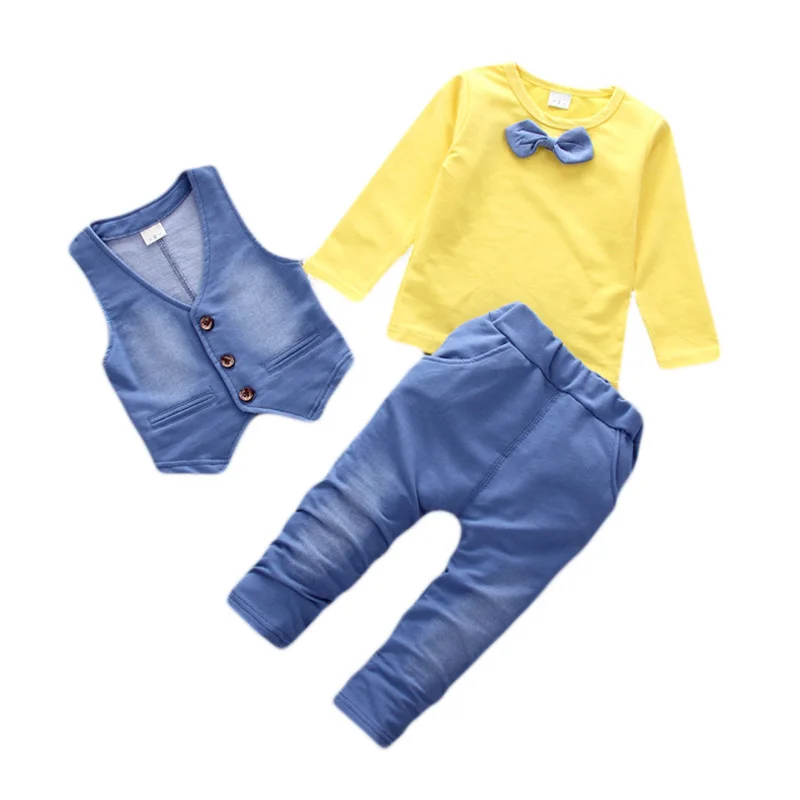 Новые модные детские комплекты одежды с бантом детская повседневная футболка +