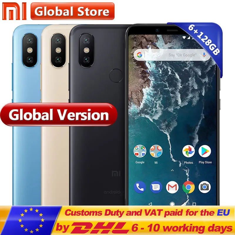 Глобальная версия Xiaomi Mi A2 6 ГБ 128 смартфон Двойная 20MP Камера Snapdragon 660 Octa Core 5 99 дюйма