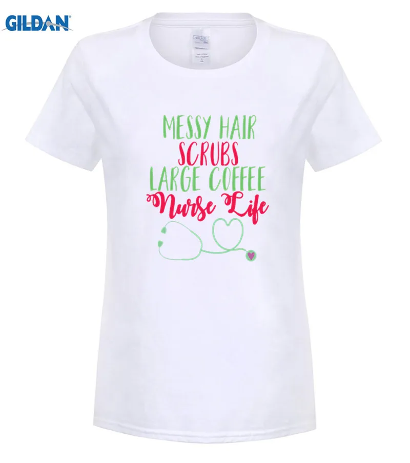 Funny Nurse Shirt Messy Hair Coffee Scrubs Life LPN RN Gift men's T-shirt Vintage Crew Neck Tees Cotton Tops T | Мужская одежда