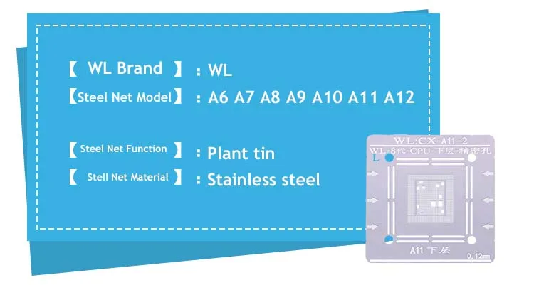 For iPhone 5/6/6S/7/8 Plus X XS MAX XR A8 A9 A10 A11 A12 CPU Ram Upper Lower Plant Tin Steel Mesh BGA Reballing Stencil Template