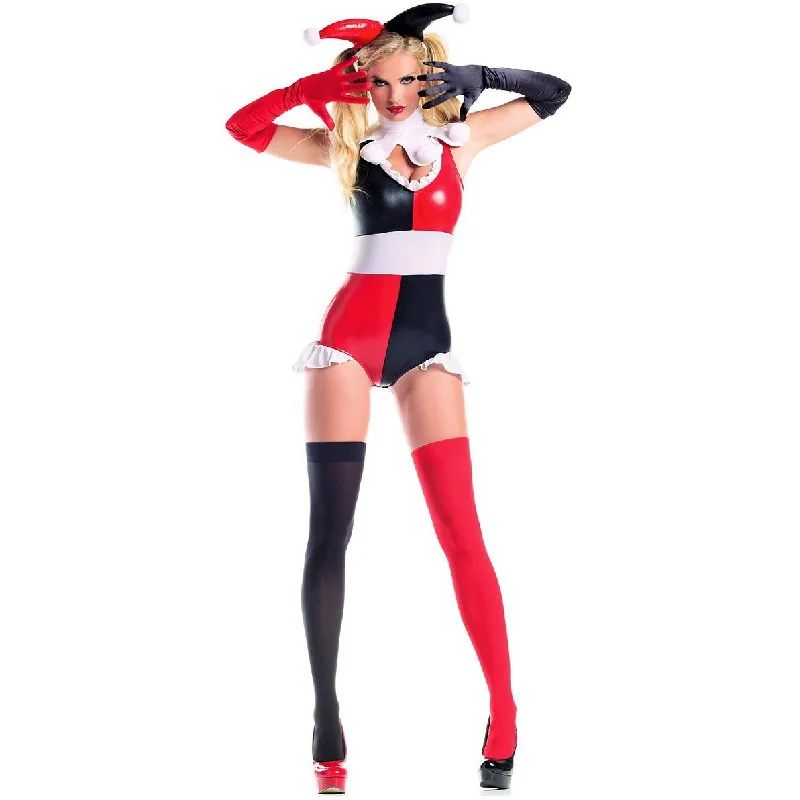 Женский латексный костюм Harley Quinn сексуальный из искусственной кожи размера плюс