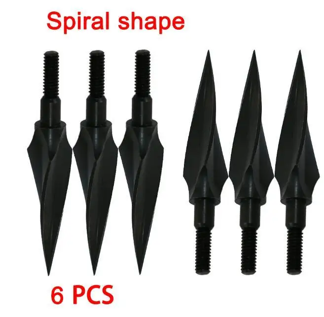 6 pcs spiral style 3/6 шт. стрельба из лука Broadheads советы Дротика s охота стрелы Сталь сменный стрелка головка Охотный арбалет с употреблением желтого зубчика-соединения изогнутый лук Дротика - Цвет: 6 pcs spiral style