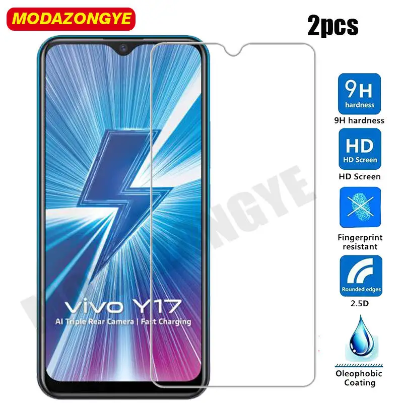 2 шт. протектор экрана Vivo Y17 2019 закаленное стекло Y 17 VivoY17 V1902 защитная